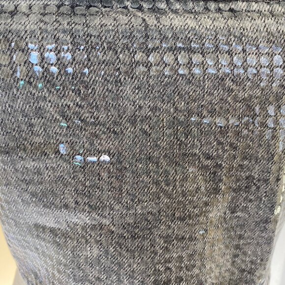 ZARA gray denim clear sequin embellished foil crop top, sz S - Picture 4 of 7